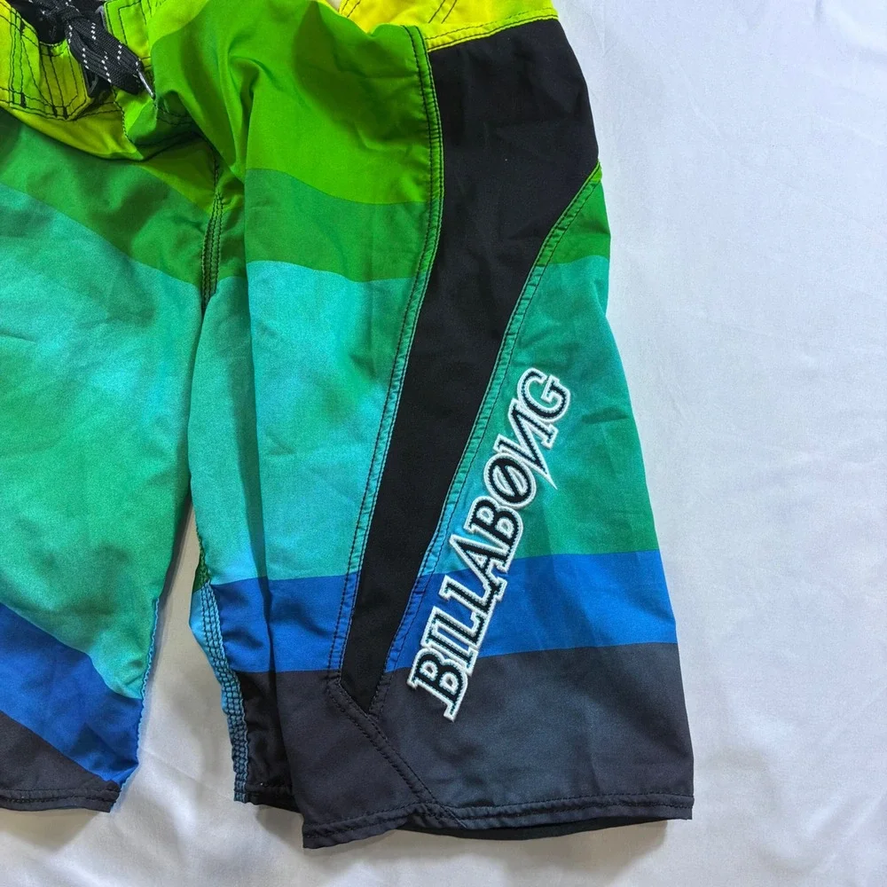 Billabong Platinum Quad X Stretch Board Shorts Mens 36 Green Blue Y2K M104LDOM